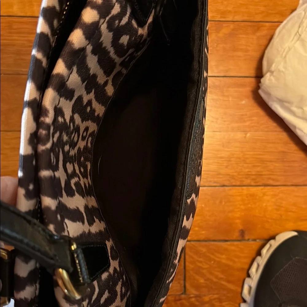 COACH NWT Ocelot Leopard Print Canvas Tote Bag Zipper Top Black Beige F31901